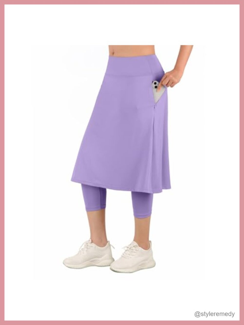 Women's High Waisted Skirted Leggings with Pockets Athletic Modest Knee Length